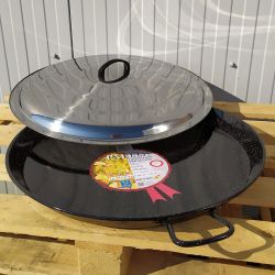 Plat à Paella Garcima émaillé 28cm + couvercle inox pour 3 personnes