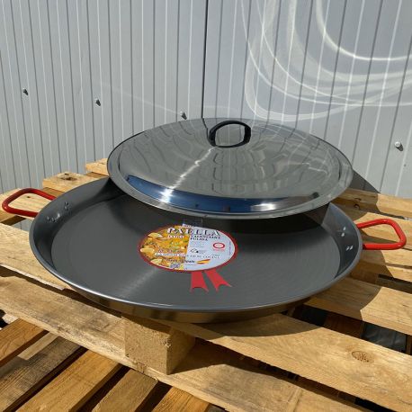 Plat à Paella Garcima acier 36cm + couvercle inox pour 7 personnes