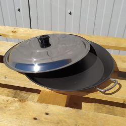 Plat à paella Induction en inox anti-adhésive 36cm + couvercle pour 7 personnes