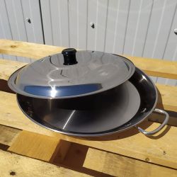 Plat à Paella inox 32cm spécial induction + couvercle pour 5 personnes