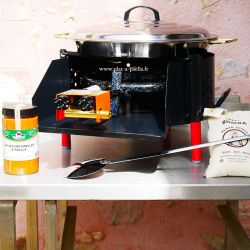 Kit à paella -bbq40 pour 10 personnes - Plat inox - Couvercle