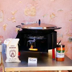 Kit à paella -bbq40 pour 14 personnes - Plat emaillé - Couvercle - Thermocouple