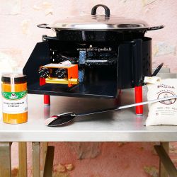 Kit à paella -bbq50 pour 20 personnes - Plat emaillé - Couvercle