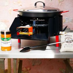 Kit à paella -bbq50 pour 20 personnes - Plat antiadhérent - Couvercle - Thermocouple