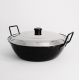 Poêle creuse émaillée 30 cm avec couvercle Inox - Garcima