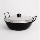 Poêle creuse émaillée 38cm avec couvercle Inox - Garcima