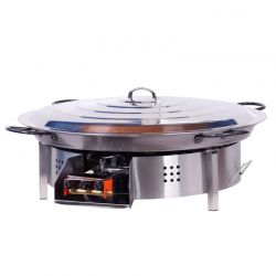 Mini kit à paella - 85 personnes - Pare-flamme inox - Plat émaillé - veilleuse - thermocouple