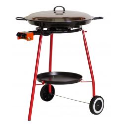 Kit à paella sur roues - poêle émaillée 20 personnes avec couvercle inox 