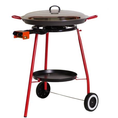 Kit à paella sur roues - poêle anti adhérente avec couvercle inox 16 personnes