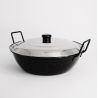 Poêle creuse émaillée 28cm avec couvercle Inox - Garcima