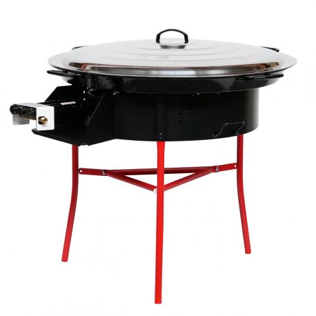 Kit à paella - BBQ60 pour 25 personnes - Plat émaillé 65cm avec couvercle inox