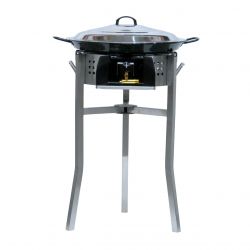Kit à paella - Pare-flammes inox - 30 personnes - Plat émaillé avec couvercle inox - thermocouple