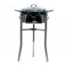 Kit à paella - Pare-flammes inox - 14 personnes - Plat émaillé avec couvercle inox - thermocouple