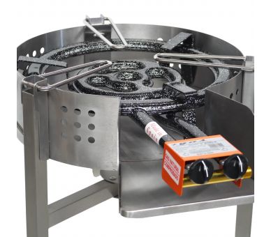 Kit paella Surpuissant - Pare-flammes 60cm inox - 25 personnes - Plat acier 65cm avec couvercle inox