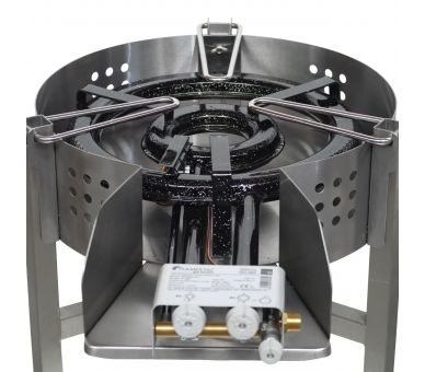 Kit paella Classique - Pare-flammes 60cm inox - 25 personnes - Plat acier 65cm avec couvercle inox