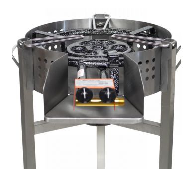 Kit à paella Surpuissant - Pare-flammes 60cm inox - 40 personnes - Plat inox 80 cm avec couvercle inox