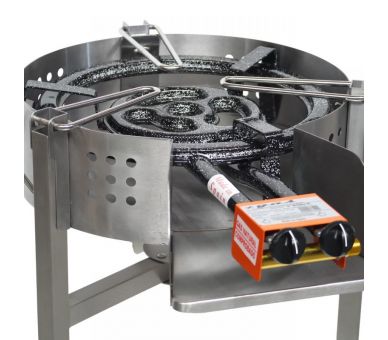 Kit à paella thermocouple - Pare-flammes 60cm inox - 40 personnes - Plat inox avec couvercle inox