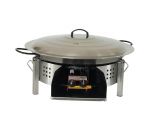 Kit paella thermocouple - Pare-flammes plan de travail 60cm inox - 25 personnes - Plat pata negra 65cm avec couvercle inox