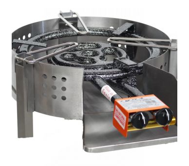 Kit paella thermocouple - Pare-flammes plan de travail 60cm inox - 25 personnes - Plat inox 65cm avec couvercle inox
