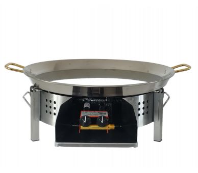 Kit à paella - Pare-flammes plan de travail 45cm inox - 20 personnes - Plat et couvercle inox