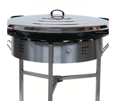 Kit à paella classique - Pare-flammes 60cm inox - 40 personnes - Plat émaillé avec couvercle inox