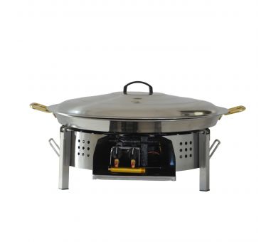 Kit à paella - Pare-flammes plan de travail 45cm inox - 25 personnes - Plat et couvercle inox