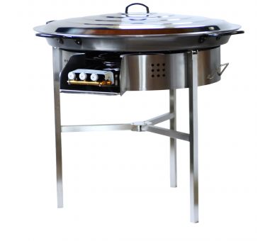 Kit à paella classique - Pare-flammes 60cm inox - 40 personnes - Plat acier 80cm Pata Negra avec couvercle inox