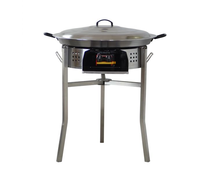 Kit paella Surpuissant - 40 personnes - Pare-flammes 70cm inox - Plat pata negra 80 cm avec couvercle inox
