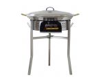 Kit paella Classique - 40 personnes - Pare-flammes inox 70cm - Plat Inox et couvercle inox