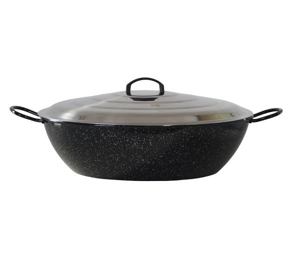 Poêle creuse émaillée 55cm Garcima - 23.75 litres avec couvercle INOX
