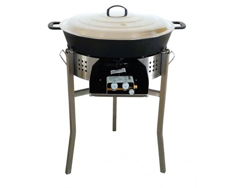 Kit tartiflette pare flammes inox 60cm - Poêle fonte 65cm - thermocouple pro