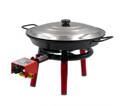 Kit à paella 14 personnes - avec poêle émaillée Garcima - Couvercle inox 