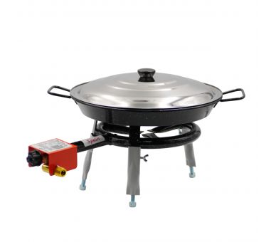 Kit à paella 14 personnes - avec poêle émaillée Garcima - Couvercle inox 
