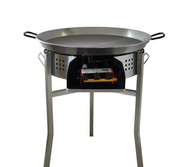 Kit paella Classique - Pare-flammes 60cm inox - 30 personnes - Plat pata negra 70cm avec couvercle inox